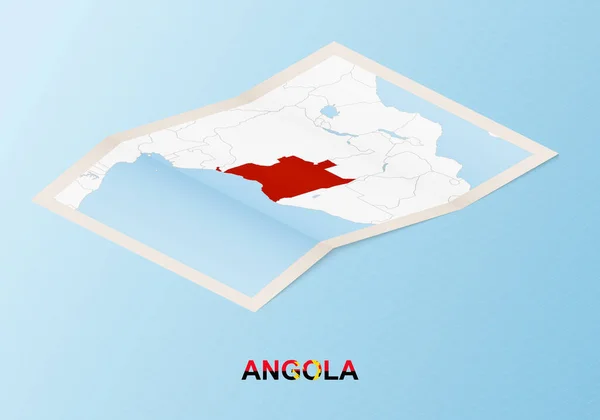 Mapa Papel Plegado Angola Con Los Países Vecinos Estilo Isométrico — Archivo Imágenes Vectoriales