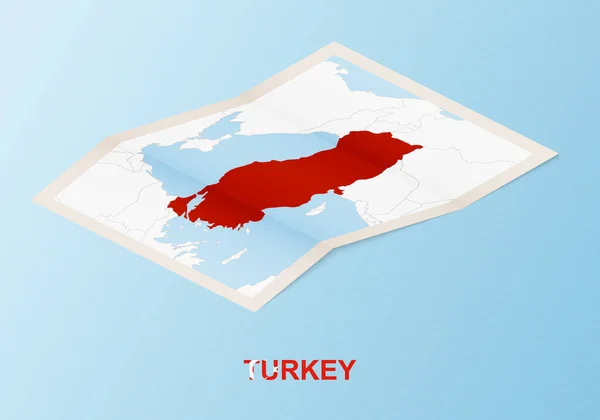 Складання Паперової Карти Туреччини Сусідніми Країнами Ізометричному Стилі — стоковий вектор