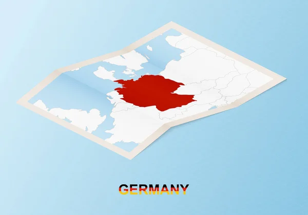 Carte Papier Pliée Allemagne Avec Les Pays Voisins Dans Style — Image vectorielle