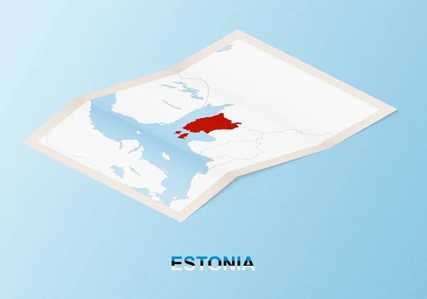 Mapa Papel Dobrado Estónia Com Países Vizinhos Estilo Isométrico —  Vetores de Stock