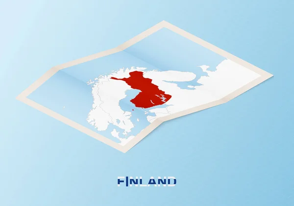 Papírová Mapa Finska Sousedními Zeměmi Izometrickém Stylu — Stockový vektor