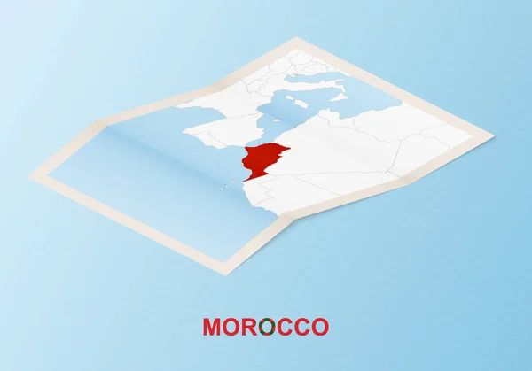 Carte Papier Pliée Maroc Avec Les Pays Voisins Dans Style — Image vectorielle