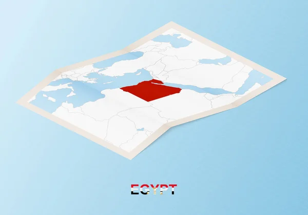 Mapa Papel Plegado Egipto Con Los Países Vecinos Estilo Isométrico — Archivo Imágenes Vectoriales