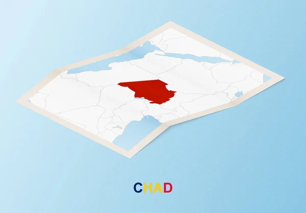 チャドの折り紙地図近隣諸国との同程度の様式 — ストックベクタ
