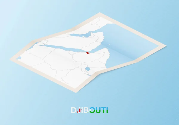Mapa Papel Dobrado Djibouti Com Países Vizinhos Estilo Isométrico —  Vetores de Stock