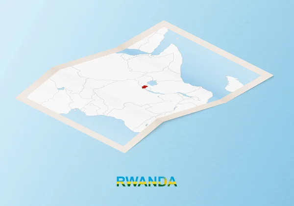 Mapa Papel Plegado Ruanda Con Los Países Vecinos Estilo Isométrico — Vector de stock