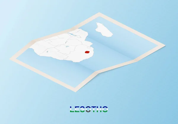 Mapa Papel Plegado Lesotho Con Los Países Vecinos Estilo Isométrico — Vector de stock