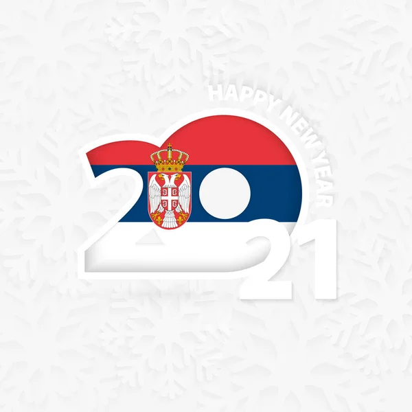 Gott Nytt 2021 För Serbien Snöflinga Bakgrund — Stock vektor