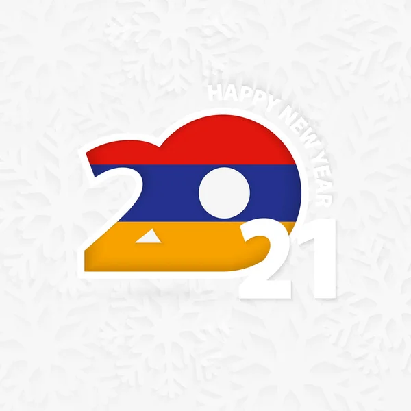 Gott Nytt 2021 För Armenien Snöflinga Bakgrund — Stock vektor