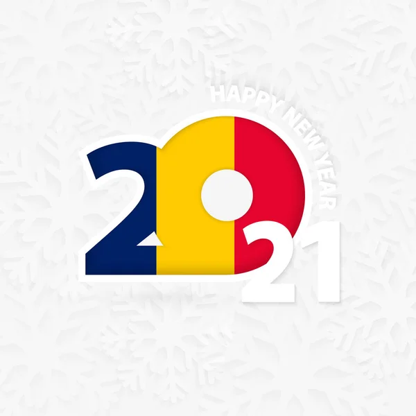 Καλή Χρονιά 2021 Για Τσαντ Νιφάδες Χιονιού — Διανυσματικό Αρχείο