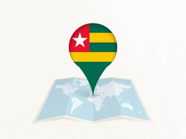 Açık Dünya Haritasında Ulusal Bayrağı olan Togo Harita İğnesi.