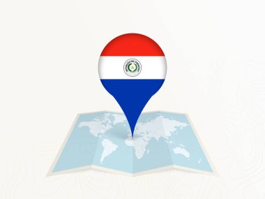 Açık Dünya Haritasında Ulusal Bayrağıyla Paraguay Harita İğnesi.