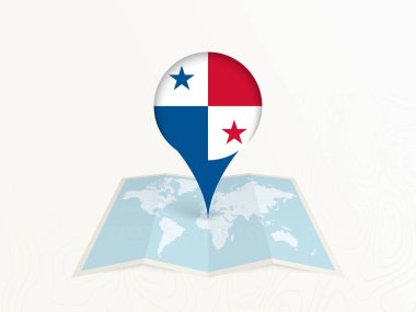 Açık Dünya Haritasında Ulusal Bayrağıyla Panama Harita İğnesi.