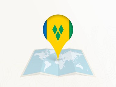 Saint Vincent ve Grenadines Harita İğnesi Açık Dünya Haritasında Ulusal Bayrak.