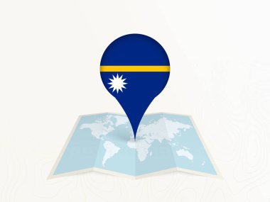 Açık Dünya Haritasında Ulusal Bayrağıyla Nauru Harita İğnesi.