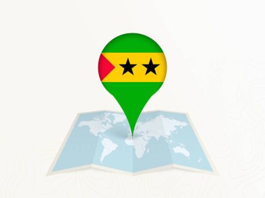 Sao Tome ve Principe Harita İğnesi Açık Dünya Haritasında Ulusal Bayrak.