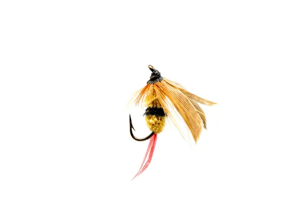 Close Colorful Fishing Fly White Background — Stock Photo, Image