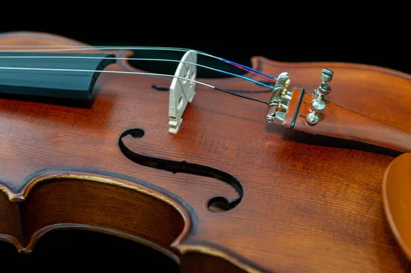 Βιολί Μουσικό Όργανο Κοντά Απομονωμένο Μαύρο — Φωτογραφία Αρχείου