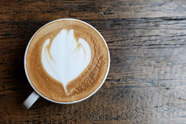 Coffee Latte Leaves Texture Wooden Floor — ストック写真