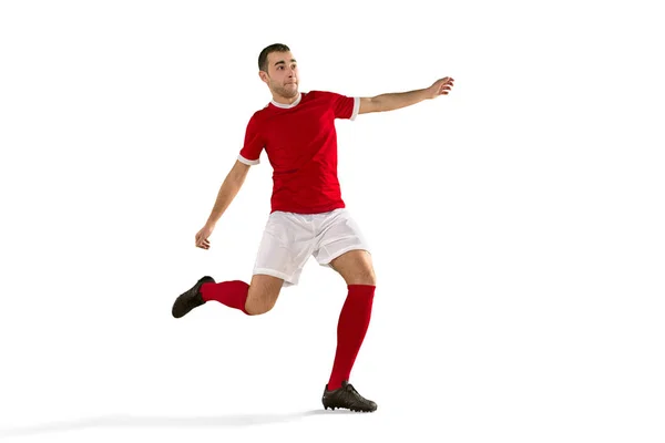 Professional football soccer player isolated white background — Stock Photo, Image