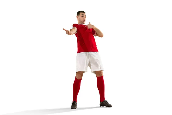 Professional football soccer player isolated white background — Stock Photo, Image