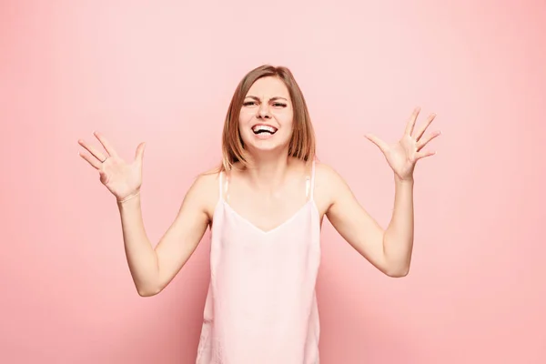 Winning success woman happy ecstatic celebrating being a winner. Dynamic energetic image of female model — Stock Photo, Image