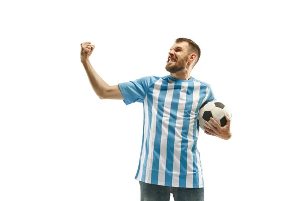De Argentijnse voetbal fan viering op witte achtergrond — Stockfoto