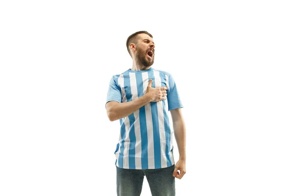 Fan argentyńskiej piłki nożnej z okazji na białym tle — Zdjęcie stockowe