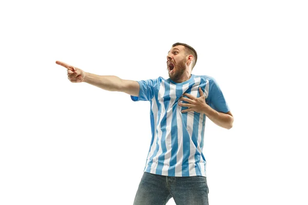 De ongelukkig en triest Argentijnse ventilator op witte achtergrond — Stockfoto