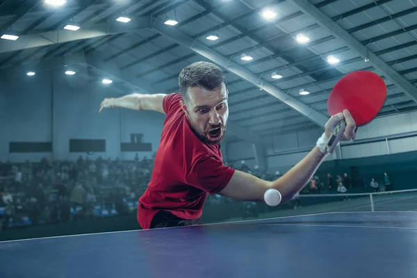 El jugador de tenis de mesa que sirve — Foto de Stock