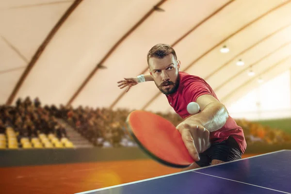 El jugador de tenis de mesa que sirve —  Fotos de Stock