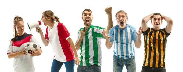 Collage sobre las emociones de los aficionados al fútbol — Foto de Stock