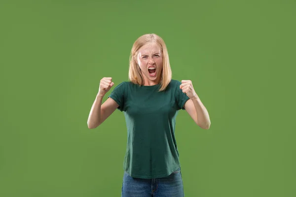 A portrait of surprised screaming woman — Stock Photo, Image