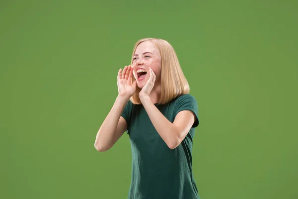 A portrait of surprised screaming woman — Stock Photo, Image