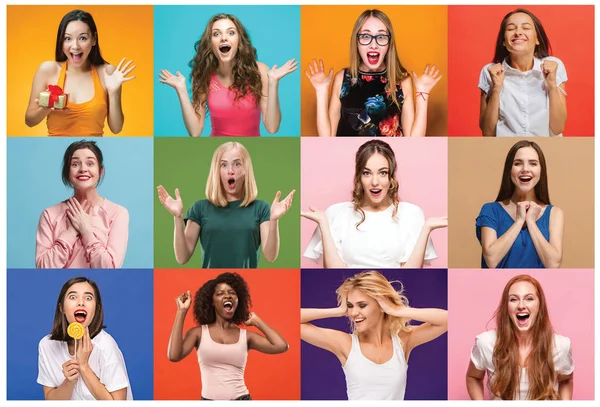 Şaşırmış insanların kolajı.