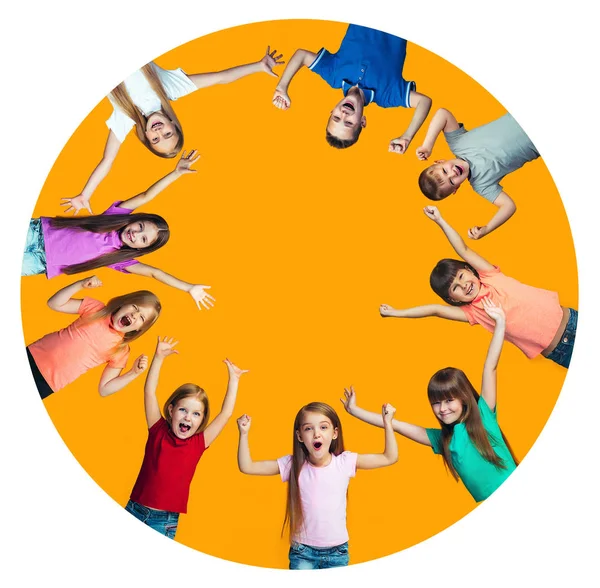 Happy success teensl celebrating being a winner. Dynamic energetic image of happy children — Stock Photo, Image