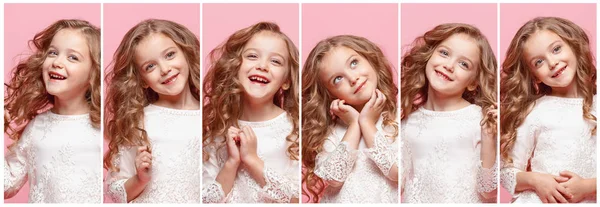 Die Collage glücklicher menschlicher Mimik, Emotionen und Gefühle eines jungen Teenie-Mädchens. — Stockfoto