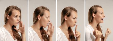 Elini arkasındaki sır fısıldayan genç kadın