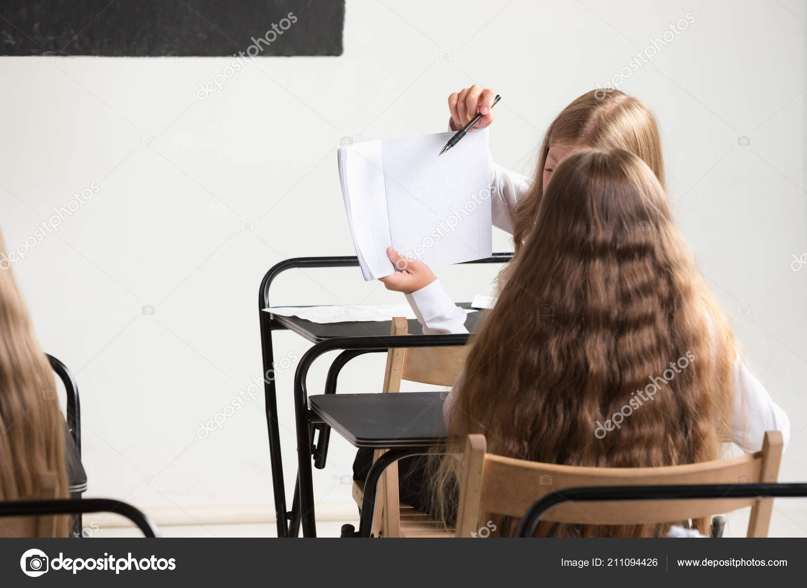 School Children Classroom Lesson Little Boys Girls Sitting Desks