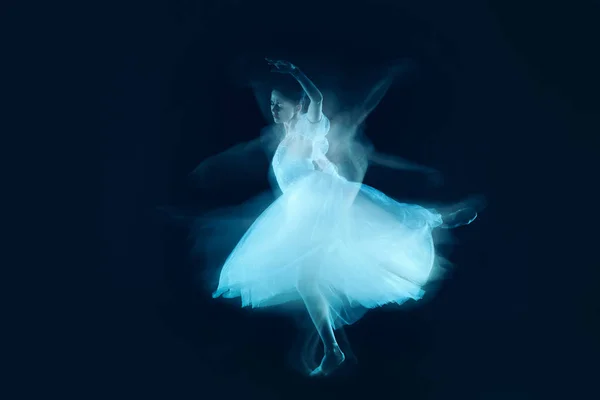 Photo as art - a sensual and emotional dance of beautiful ballerina through the veil — Stock Photo, Image