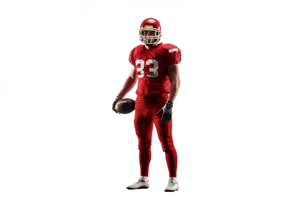 One american football player man studio isolated on white background — Stock Photo, Image