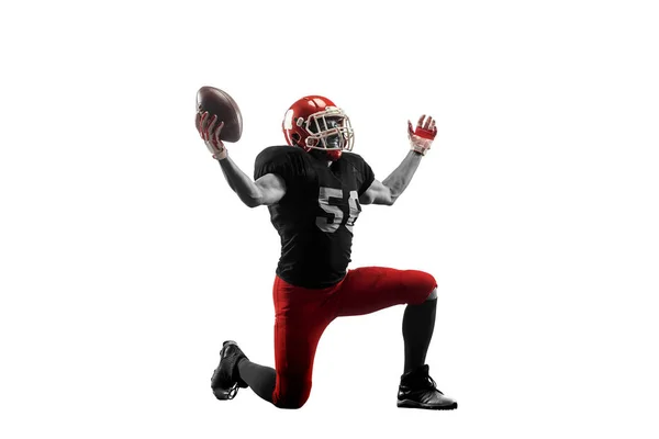 One american football player man studio isolated on white background — Stock Photo, Image