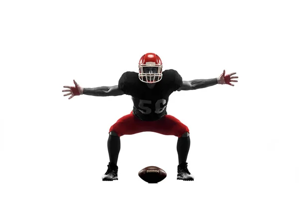 One american football player man studio isolated on white background — Stock Photo, Image