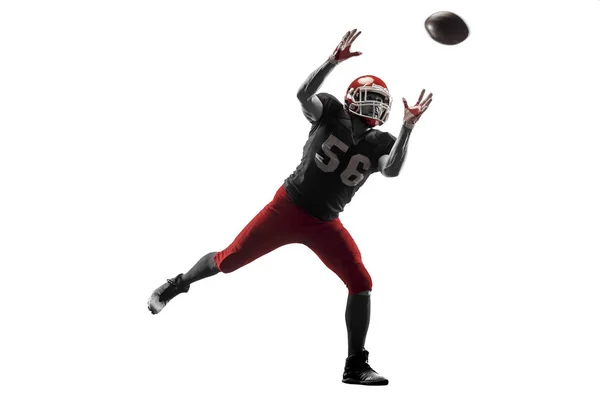 One american football player man studio isolated on white background — Stock Photo, Image