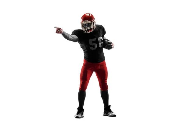 One american football player man studio isolated on white background — Stock Photo, Image