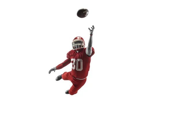 One american football player man studio isolated on white background — Stock Photo, Image