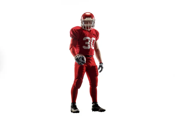 Active One American Football Player Isolated White Background Fit Caucasian — Stock Photo, Image