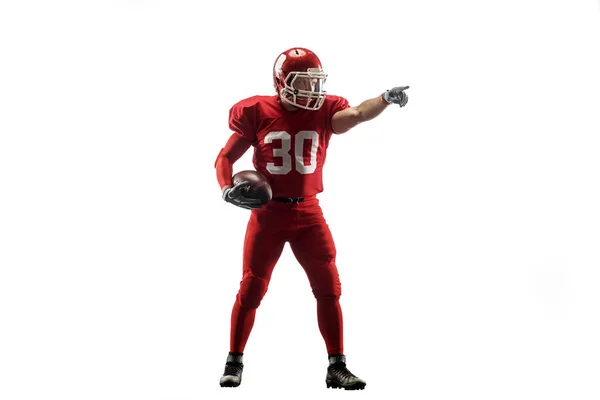 One american football player man studio isolated on white background — Stock Photo, Image