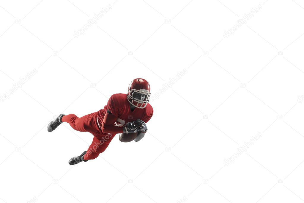 one american football player man studio isolated on white background