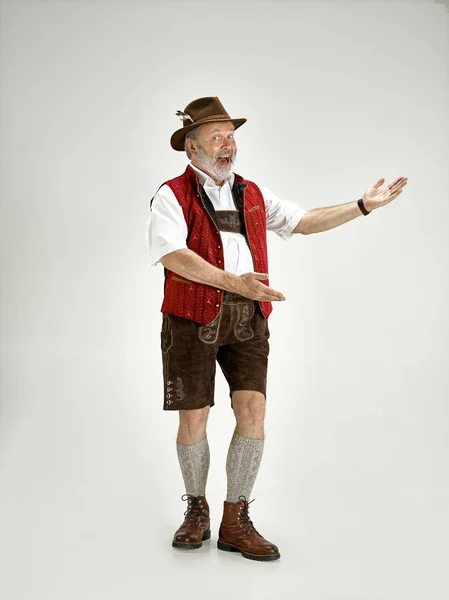 Retrato del hombre del Oktoberfest, vestido con una ropa tradicional bávara — Foto de Stock